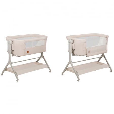 Patut co-sleeper, Lionelo, Leonie Plus, Pliabil, Cu sistem de leganare, Cu setare unghiulara, Reglabil in 6 pozitii pe inaltime, Conform cu standardele europeane de securitate EN1130 si EN16890, Bej [26]