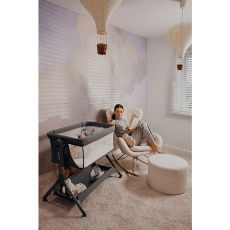 Patut co-sleeper, Lionelo, Leonie Plus, Pliabil, Cu sistem de leganare, Cu setare unghiulara, Reglabil in 6 pozitii pe inaltime, Conform cu standardele europeane de securitate EN1130 si EN16890, Bej [39]