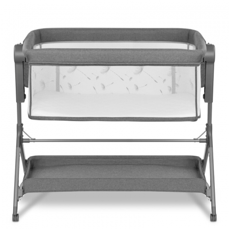 Patut co-sleeper, Lionelo, Leonie, Plus, Pliabil, Cu sistem de leganare, Cu setare unghiulara, Reglabil in 6 pozitii pe inaltime, Conform cu standardele europeane de securitate EN1130 si EN16890, Gri [9]