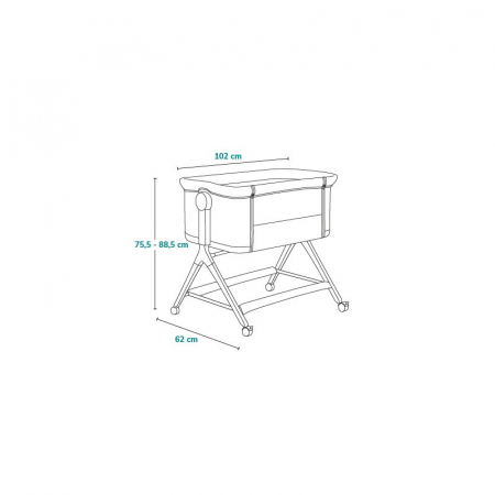 Patut co-sleeper, Lionelo, Leonie Plus, Pliabil, Cu sistem de leganare, Cu setare unghiulara, Reglabil in 6 pozitii pe inaltime, Conform cu standardele europeane de securitate EN1130 si EN16890, Bej [52]