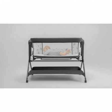 Patut co-sleeper, Lionelo, Leonie, Plus, Pliabil, Cu sistem de leganare, Cu setare unghiulara, Reglabil in 6 pozitii pe inaltime, Conform cu standardele europeane de securitate EN1130 si EN16890, Gri [45]