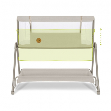 Patut co-sleeper, Lionelo, Luna, 2 in 1, Cu laterala culisanta, Cu setare unghiulara, Cu roti, Reglabil in 6 pozitii pe inaltime, Bej [11]