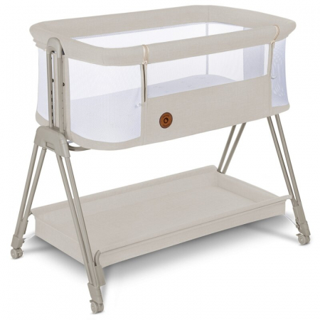 Patut co-sleeper, Lionelo, Luna, 2 in 1, Cu laterala culisanta, Cu setare unghiulara, Cu roti, Reglabil in 6 pozitii pe inaltime, Bej [14]