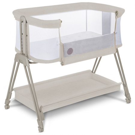 Mobilier si Lenjerie - Patut co-sleeper, Lionelo, Luna, 2 in 1, Cu laterala culisanta, Cu setare unghiulara, Cu roti, Reglabil in 6 pozitii pe inaltime, Bej