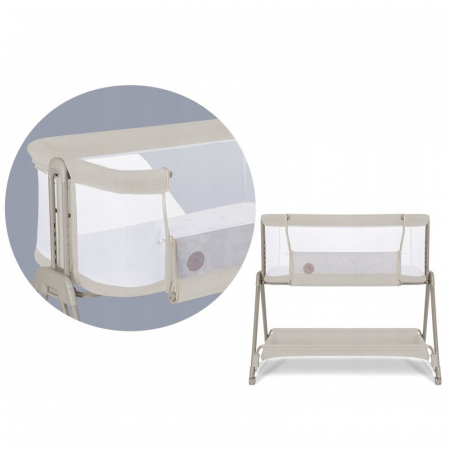 Patut co-sleeper, Lionelo, Luna, 2 in 1, Cu laterala culisanta, Cu setare unghiulara, Cu roti, Reglabil in 6 pozitii pe inaltime, Bej [21]