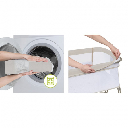 Patut co-sleeper, Lionelo, Luna, 2 in 1, Cu laterala culisanta, Cu setare unghiulara, Cu roti, Reglabil in 6 pozitii pe inaltime, Bej [22]