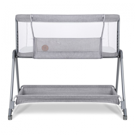 Patut co-sleeper, Lionelo, Luna, 2 in 1, Cu laterala culisanta, Cu setare unghiulara, Cu roti, Reglabil in 6 pozitii pe inaltime, Gri deschis [5]