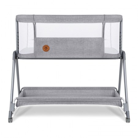Patut co-sleeper, Lionelo, Luna, 2 in 1, Cu laterala culisanta, Cu setare unghiulara, Cu roti, Reglabil in 6 pozitii pe inaltime, Gri deschis [4]