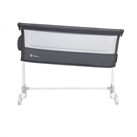 Patut co-sleeper, Lionelo, Theo, 2 in 1, Cu setare unghiulara, Reglabil in 5 pozitii pe inaltime, Conform cu standardele europeane de securitate EN1130 si EN16890, Dark Grey [19]
