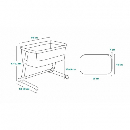 Patut co-sleeper, Lionelo, Theo, 2 in 1, Cu setare unghiulara, Reglabil in 5 pozitii pe inaltime, Conform cu standardele europeane de securitate EN1130 si EN16890, Dark Grey [28]