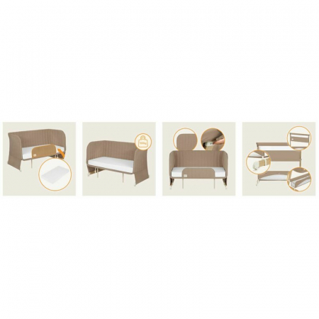 Patut co-sleeper, Lionelo, Thomi Plus, 5 in 1, Multifunctional, Sustine pana la 9 kg ca patut, 15 kg tarc de joaca, 100 kg canapea, Inaltime reglabila in 7 pozitii, De la nastere pana la 4 ani, Cu 2 s [55]