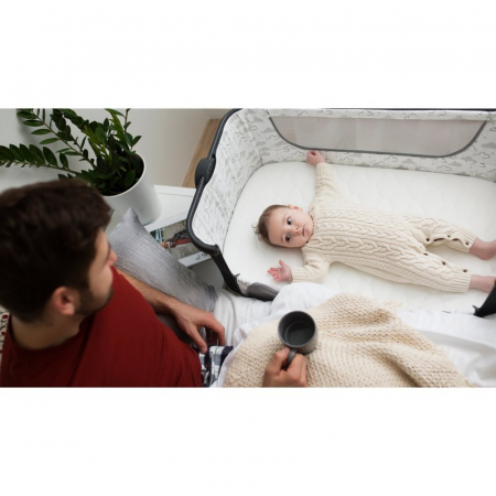 Patut co-sleeper, Lionelo, Timon, 3 in 1, Pliabil, Cu setare unghiulara, Reglabil in 6 pozitii pe inaltime, Din Aluminiu, 90x50 cm, Conform cu standardele europeane de securitate EN1130 si EN16890, Gr [23]
