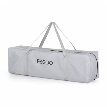 Patut de calatorie, Feedo, Pliabil, Cu geanta de transport inclusa, Cu intrare laterala si inchidere prin fermoar, Greutate maxima suportata 15 kg, 0-30 luni, Gri deschis [4]