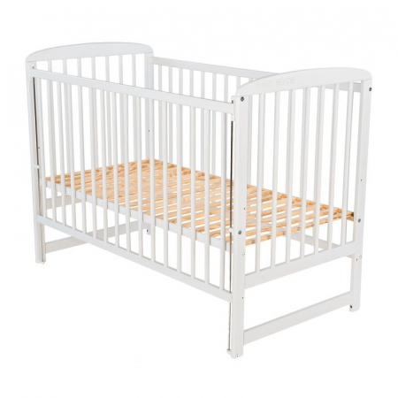 Patut din lemn bebe, 120x60 cm, Cu laterala culisanta, Din lemn de pin, Stabil si rezistent, Inaltime saltea reglabila pe 3 nivele, Laterala cu 3 bete detasabile, EN716-1, EN716-2, Alb, Babyneeds, Ola [5]