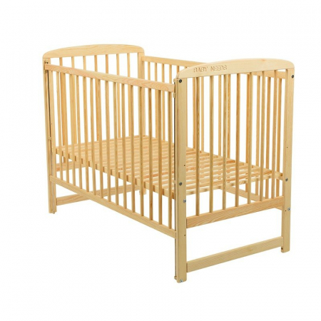 Patut din lemn bebe, 120x60 cm, Cu laterala culisanta, Din lemn de pin, Stabil si rezistent, Inaltime saltea reglabila pe 3 nivele, Laterala cu 3 bete detasabile, EN716-1, EN716-2, Natur, Babyneeds, O [5]