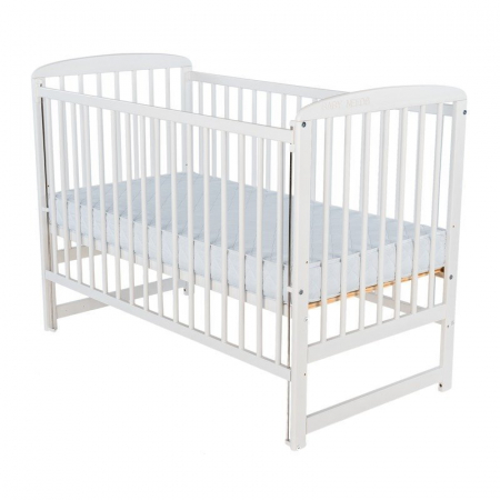 Patut din lemn bebe, 120x60 cm, Cu laterala culisanta, Din lemn de pin, Stabil si rezistent, Inaltime saltea reglabila pe 3 nivele, Laterala cu 3 bete detasabile, EN716-1, EN716-2, Alb, Babyneeds, Ola [5]