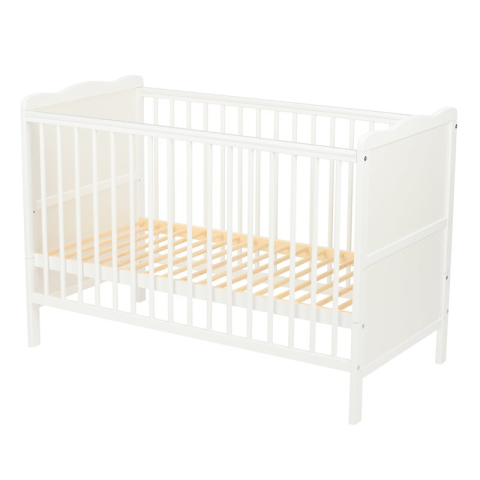 Patut din lemn bebe, 120x60 cm, Cu sina speciala pentru dentitie, Multifunctional, EN716-1, EN716-2, Alb, Qmini, Julia [7]
