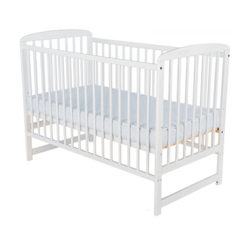 Mobilier si Lenjerie - Patut din lemn bebe, 120x60 cm, Din lemn de pin, Stabil si rezistent, Inaltime saltea reglabila pe 3 nivele, Laterala cu 3 bete detasabile, EN716-1, EN716-2, Alb, Babyneeds, Ola