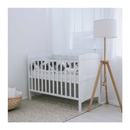 Patut din lemn bebe, 120x60 cm, Transformabil pentru bebe si junior, Din lemn de pin si mdf, Cu sina speciala pentru dentitie, Stabil si rezistent, White, FreeON, Lory [10]