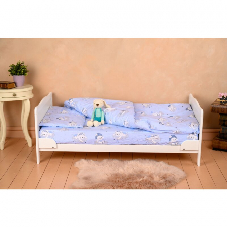 Patut din lemn bebe, Transformabil si pentru junior, 140x70 cm, Din lemn de pin si mdf, Stabil si rezistent, Inaltime saltea reglabila pe 3 nivele, Laterala cu 3 bete detasabile, EN716-1, EN716-2, Alb [3]
