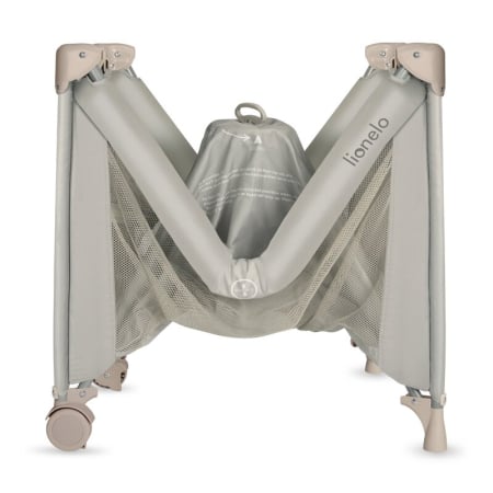 Patut pliant, Lionelo, Amelie, Cu intrare laterala, 100.5×70.5 cm, Include salteluta, roti, geanta pentru transport, Constructie usoara- 7 kg, Cadru stabil din otel, Bej [7]