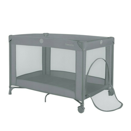 Mobilier si Lenjerie - Patut pliant, Lionelo, Amelie, Cu intrare laterala, 100.5×70.5 cm, Include salteluta, roti, geanta pentru transport, Constructie usoara- 7 kg, Cadru stabil din otel, Gri