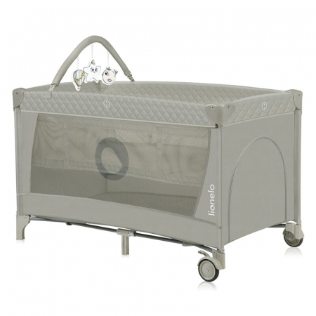 Patut pliant, Lionelo, Flower, Cu doua nivele, Cu arcada, Geanta transport, Masuta de infasat, Bara cu jucarii, Fereastra laterala, 120x60 cm, Conform cu standardele europeane de securitate EN 716 si  [3]