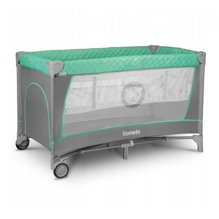 Patut pliant, Lionelo, Flower, Cu doua nivele, Cu arcada, Geanta transport, Masuta de infasat, Bara cu jucarii, Fereastra laterala, 120x60 cm, Conform cu standardele europeane de securitate EN 716 si  [7]