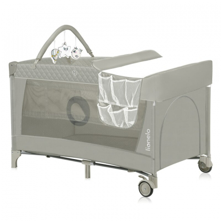 Mobilier si Lenjerie - Patut pliant, Lionelo, Flower, Cu doua nivele, Cu arcada, Geanta transport, Masuta de infasat, Bara cu jucarii, Fereastra laterala, 120x60 cm, Conform cu standardele europeane de securitate EN 716 si 