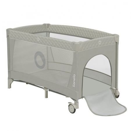 Patut pliant, Lionelo, Flower, Cu doua nivele, Cu arcada, Geanta transport, Masuta de infasat, Bara cu jucarii, Fereastra laterala, 120x60 cm, Conform cu standardele europeane de securitate EN 716 si  [4]