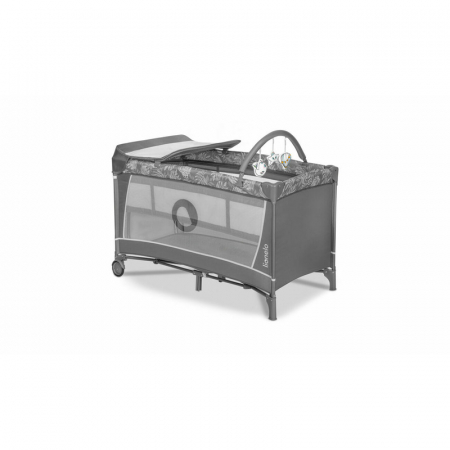 Patut pliant, Lionelo, Flower, Cu doua nivele, Cu arcada, Geanta transport, Masuta de infasat, Bara cu jucarii, Fereastra laterala, 120x60 cm, Conform cu standardele europeane de securitate EN 716 si  [12]