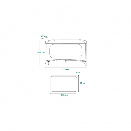 Patut pliant, Lionelo, Jasmin Easy Fold, Pana la 15 kg, Usor de pliat, Cu doua nivele, Cu saltea ergonomica T25, Cu intrare laterala cu fermoar, 2 roti cu frana, 123 x 67 cm, Conform cu EN 716, 0-36 l [30]