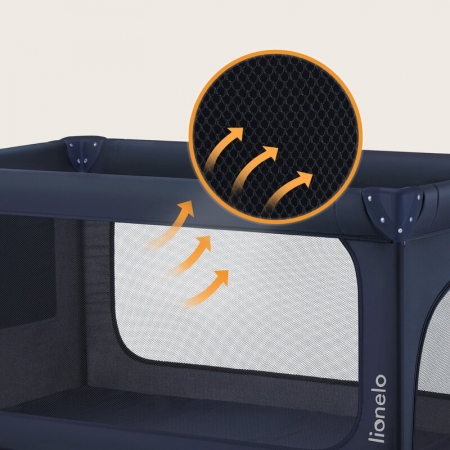 Patut pliant, Lionelo, Jasmin Easy Fold, Pana la 15 kg, Usor de pliat, Cu doua nivele, Cu saltea ergonomica T25, Cu intrare laterala cu fermoar, 2 roti cu frana, 123 x 67 cm, Conform cu EN 716, 0-36 l [23]