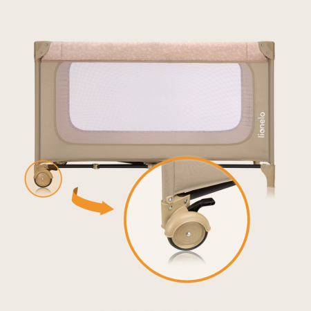 Patut pliant, Lionelo, Jasmin Easy Fold, Pana la 15 kg, Usor de pliat, Cu doua nivele, Cu saltea ergonomica T25, Cu intrare laterala cu fermoar, 2 roti cu frana, 123 x 67 cm, Conform cu EN 716, 0-36 l [24]