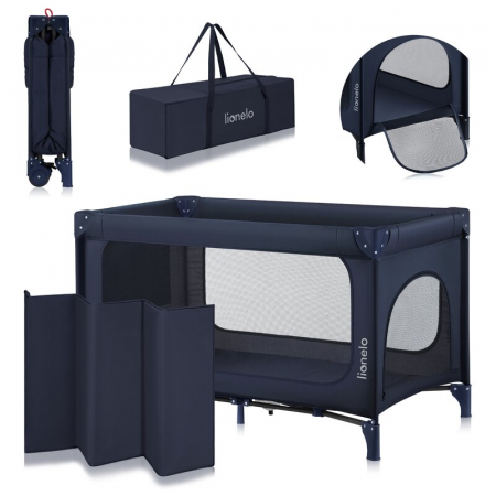 Patut pliant, Lionelo, Jasmin Easy Fold, Pana la 15 kg, Usor de pliat, Cu doua nivele, Cu saltea ergonomica T25, Cu intrare laterala cu fermoar, 2 roti cu frana, 123 x 67 cm, Conform cu EN 716, 0-36 l [17]
