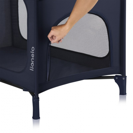 Patut pliant, Lionelo, Jasmin Easy Fold, Pana la 15 kg, Usor de pliat, Cu doua nivele, Cu saltea ergonomica T25, Cu intrare laterala cu fermoar, 2 roti cu frana, 123 x 67 cm, Conform cu EN 716, 0-36 l [9]