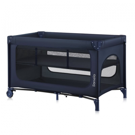 Mobilier si Lenjerie - Patut pliant, Lionelo, Jasmin Easy Fold, Pana la 15 kg, Usor de pliat, Cu doua nivele, Cu saltea ergonomica T25, Cu intrare laterala cu fermoar, 2 roti cu frana, 123 x 67 cm, Conform cu EN 716, 0-36 l