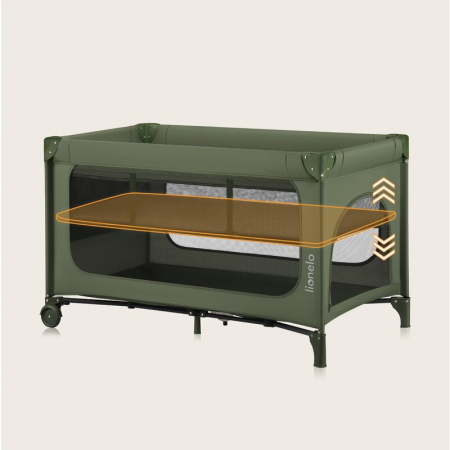 Patut pliant, Lionelo, Jasmin Easy Fold, Pana la 15 kg, Usor de pliat, Cu doua nivele, Cu saltea ergonomica T25, Cu intrare laterala cu fermoar, 2 roti cu frana, 123 x 67 cm, Conform cu EN 716, 0-36 l [24]