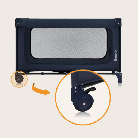 Patut pliant, Lionelo, Jasmin Easy Fold, Pana la 15 kg, Usor de pliat, Cu doua nivele, Cu saltea ergonomica T25, Cu intrare laterala cu fermoar, 2 roti cu frana, 123 x 67 cm, Conform cu EN 716, 0-36 l [24]
