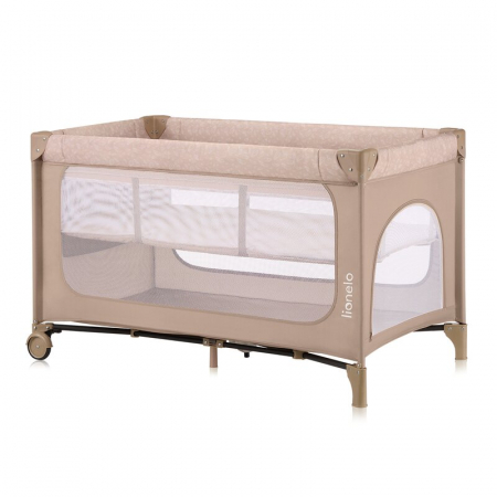 Mobilier si Lenjerie - Patut pliant, Lionelo, Jasmin Easy Fold, Pana la 15 kg, Usor de pliat, Cu doua nivele, Cu saltea ergonomica T25, Cu intrare laterala cu fermoar, 2 roti cu frana, 123 x 67 cm, Conform cu EN 716, 0-36 l