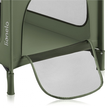 Patut pliant, Lionelo, Jasmin Easy Fold, Pana la 15 kg, Usor de pliat, Cu doua nivele, Cu saltea ergonomica T25, Cu intrare laterala cu fermoar, 2 roti cu frana, 123 x 67 cm, Conform cu EN 716, 0-36 l [10]
