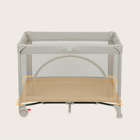 Patut pliant, Lionelo, Laura, 102 x 74 cm, Cu doua nivele, Functie de tarc, Cu roti, Include salteluta si geanta de transport, Pereti din plasa, Deschidere laterala, Pana la 15 kg, 0 luni +, Bej [12]