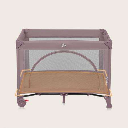 Patut pliant, Lionelo, Laura, 102 x 74 cm, Cu doua nivele, Functie de tarc, Cu roti, Include salteluta si geanta de transport, Pereti din plasa, Deschidere laterala, Pana la 15 kg, 0 luni +, Roz [8]