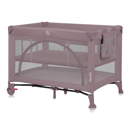 Mobilier si Lenjerie - Patut pliant, Lionelo, Laura, 102 x 74 cm, Cu doua nivele, Functie de tarc, Cu roti, Include salteluta si geanta de transport, Pereti din plasa, Deschidere laterala, Pana la 15 kg, 0 luni +, Roz