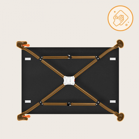 Patut pliant, Lionelo, Laura, 102 x 74 cm, Cu doua nivele, Functie de tarc, Cu roti, Include salteluta si geanta de transport, Pereti din plasa, Deschidere laterala, Pana la 15 kg, 0 luni +, Negru [17]