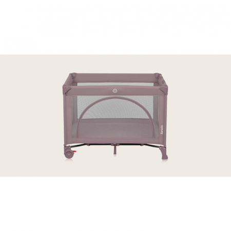 Patut pliant, Lionelo, Laura, 102 x 74 cm, Cu doua nivele, Functie de tarc, Cu roti, Include salteluta si geanta de transport, Pereti din plasa, Deschidere laterala, Pana la 15 kg, 0 luni +, Roz [16]