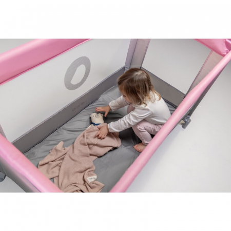 Patut pliant, Lionelo, Stefi, Cu un nivel, Cu intrare laterala cu fermoar, 2 roti, 120x60 cm, Conform cu standardul european de securitate EN 716, Albastru [17]