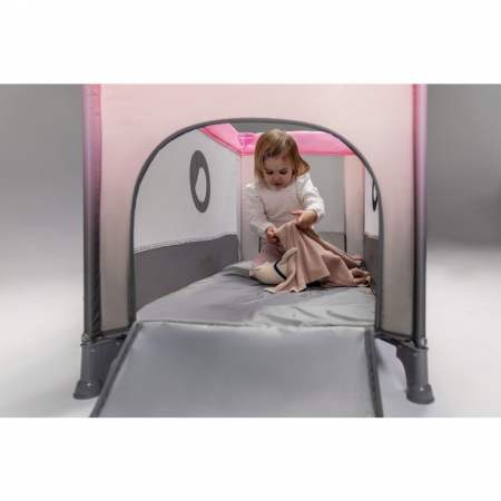Patut pliant, Lionelo, Stefi, Cu un nivel, Cu intrare laterala cu fermoar, 2 roti, 120x60 cm, Conform cu standardul european de securitate EN 716, Albastru [18]