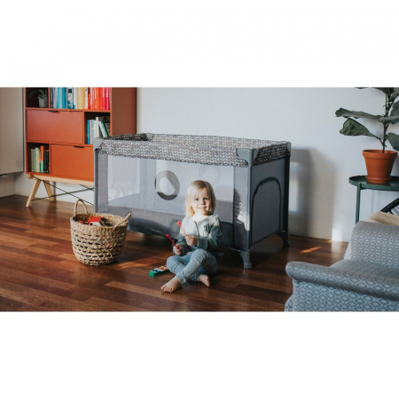 Patut pliant, Lionelo, Stefi, Cu un nivel, Cu intrare laterala cu fermoar, 2 roti, 120x60 cm, Conform cu standardul european de securitate EN 716, Albastru [8]