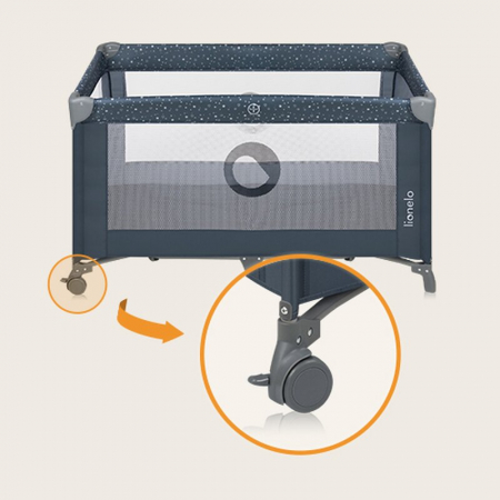 Patut pliant, Lionelo, Stefi, Cu un nivel, Cu intrare laterala cu fermoar, 2 roti, 120x60 cm, Conform cu standardul european de securitate EN 716, Albastru [7]